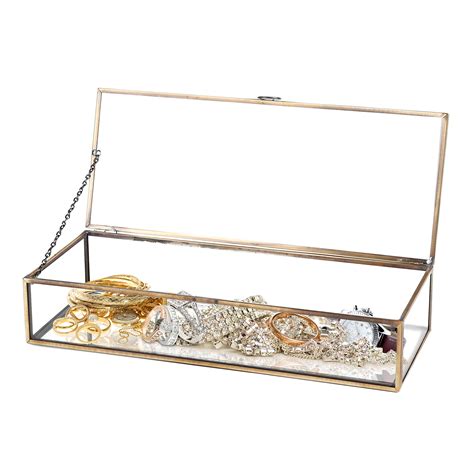 MyGift Glass Jewelry Box Organizer with Lid, 